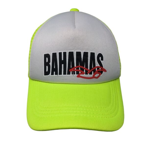 Bahamas Snapback Trucker Hat Green One Size Adjustable Mesh Back Lucky 7 USA - Picture 1 of 9
